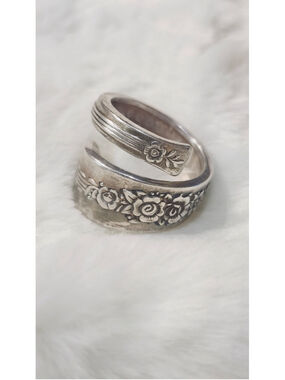 Silverwear Wrap Ring Size 9 ONEIDA silverplate ROYAL ROSE